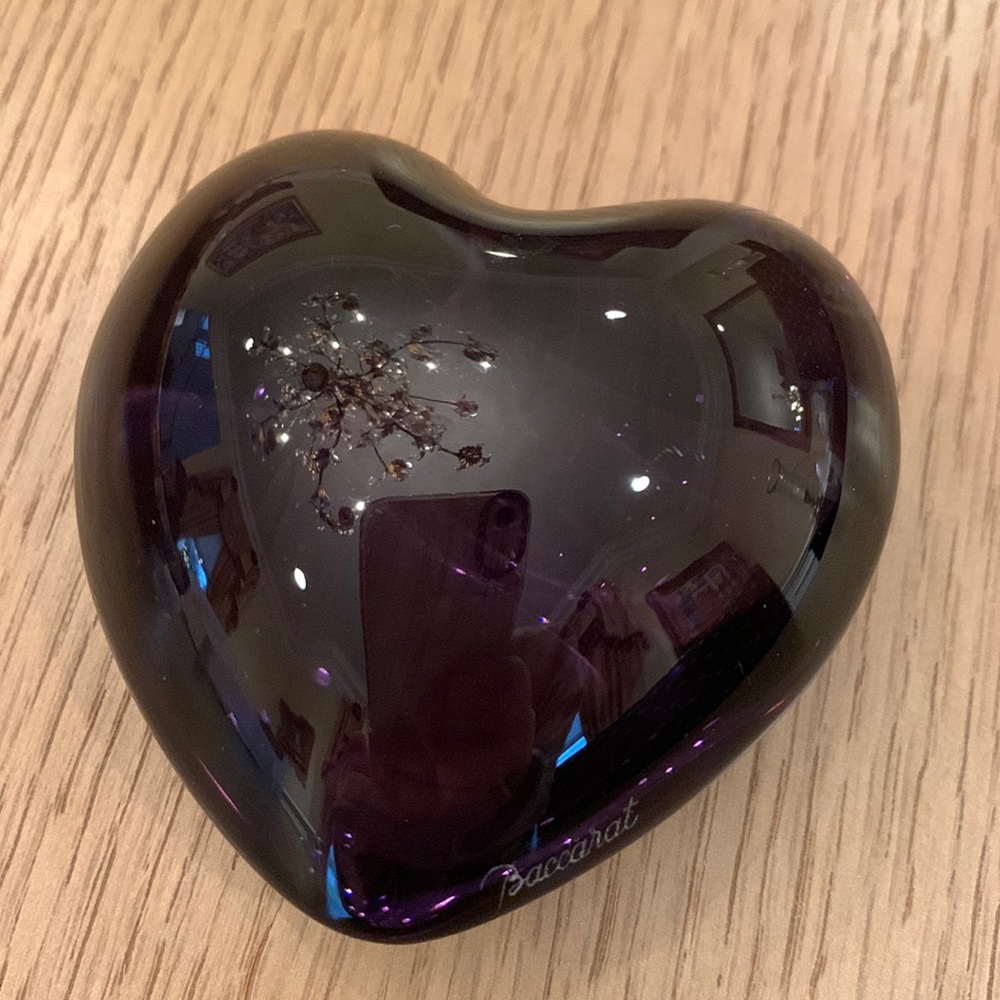 Baccarat dark purple crystal puffed heart